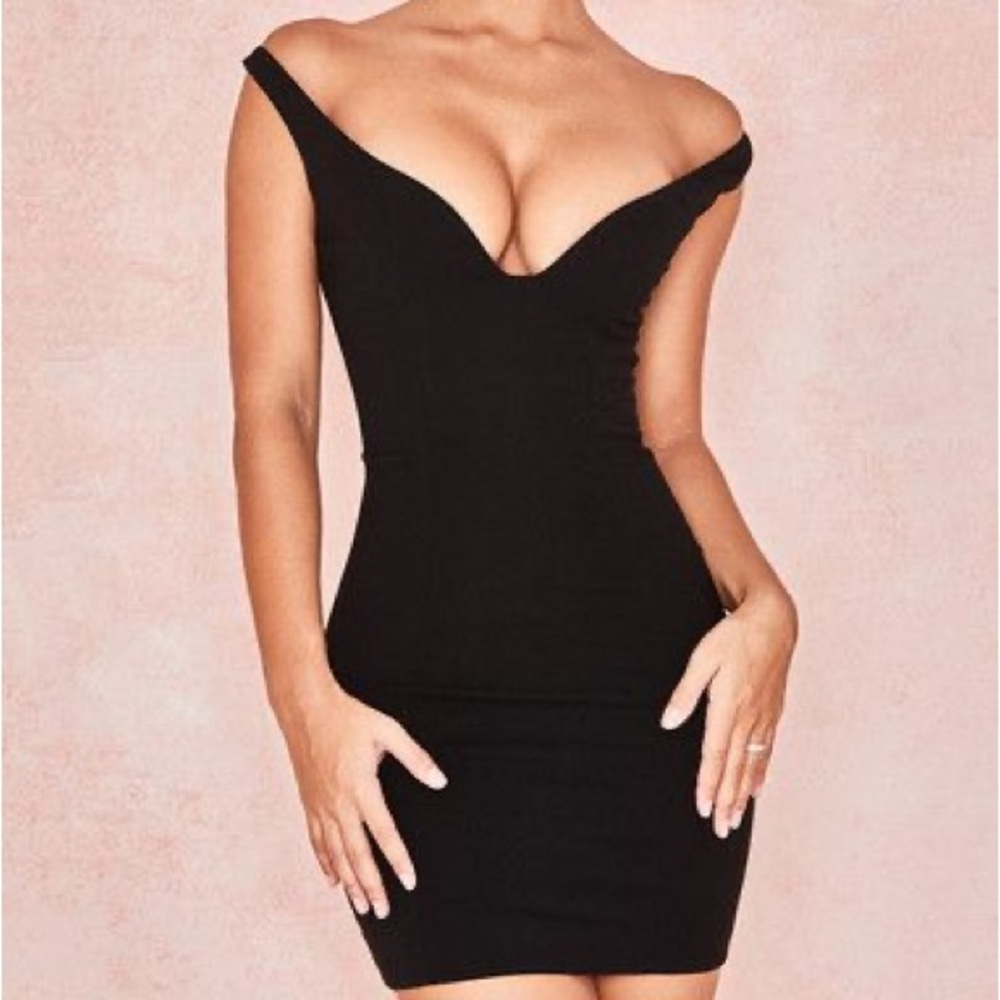 House Of CB Jeanine Black Plunge Dress, Size S ✨